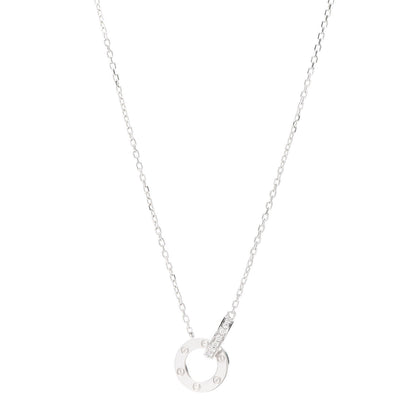 Cartier 18K White Gold Diamond Interlocking LOVE Paved Necklace 1 of 7