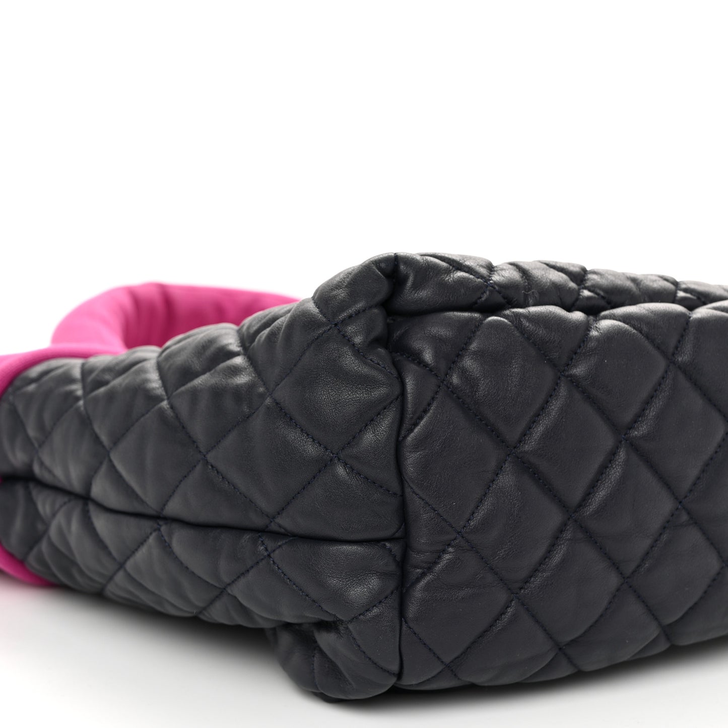 Lambskin Jersey Quilted Medium Coco Cocoon Reversible Tote Navy Fuchsia