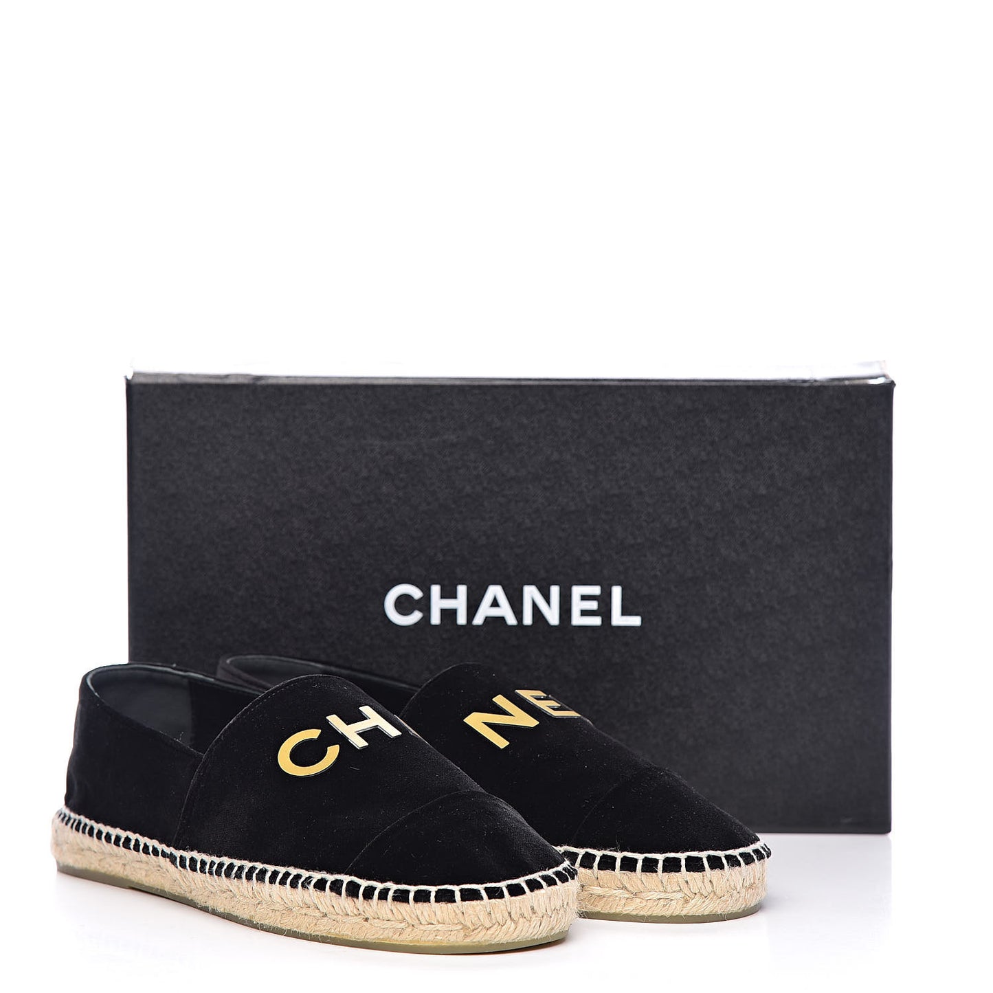 Velvet Logo Espadrilles 38 Black