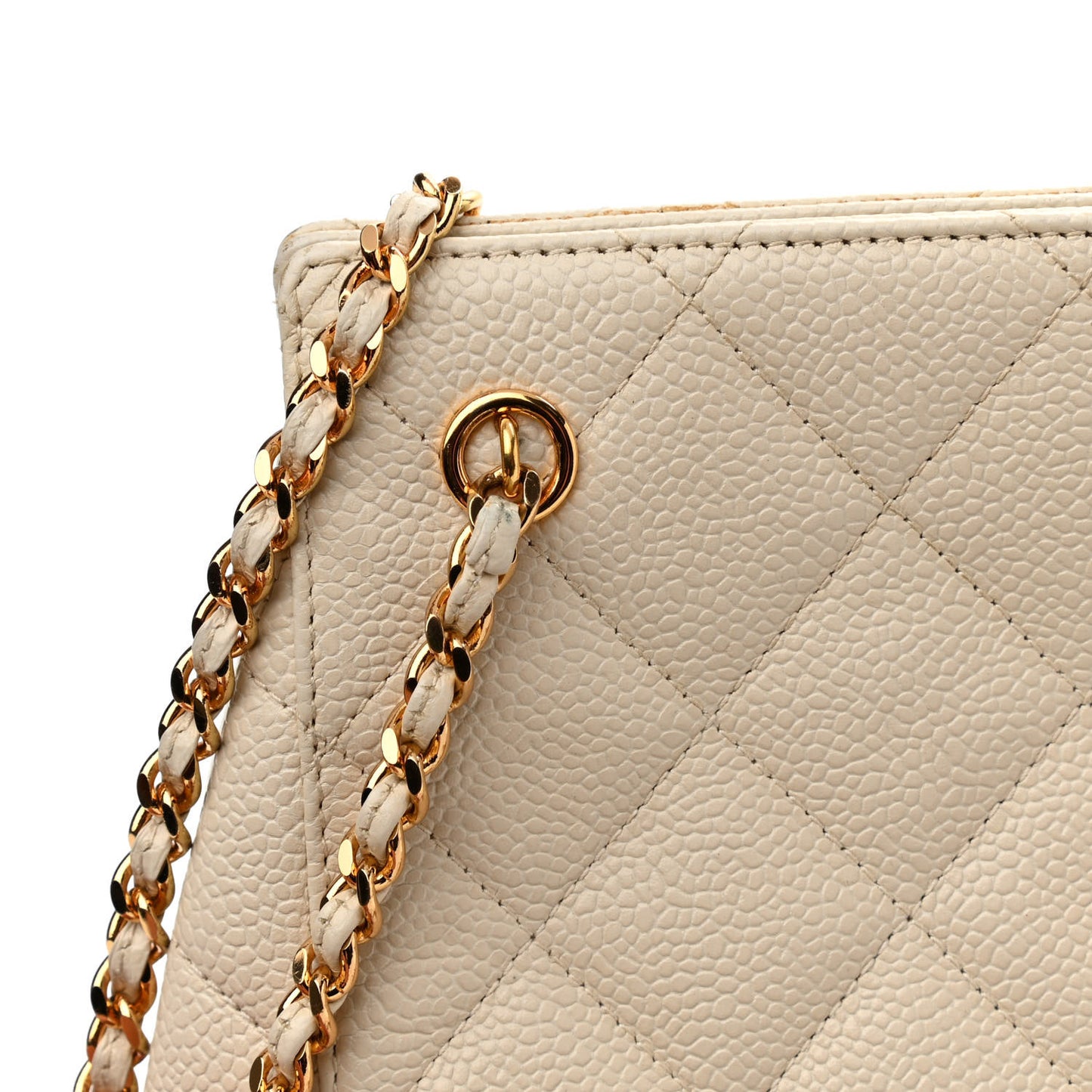 Caviar Quilted Small Chain Shoulder Bag White