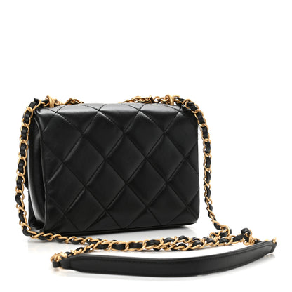 Chanel Lambskin Quilted Mini CC Crystal Logo Chain Flap Black 3 of 13