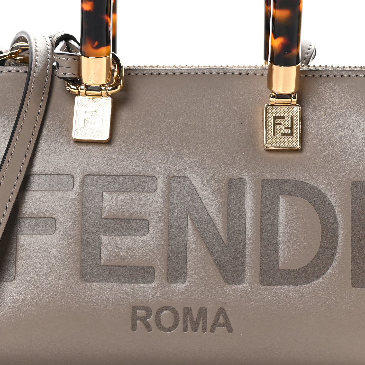 Fendi Vitello King Plexiglass Logo Embossed Mini By The Way Top Handle Boston Bag Tortora 8 of 11