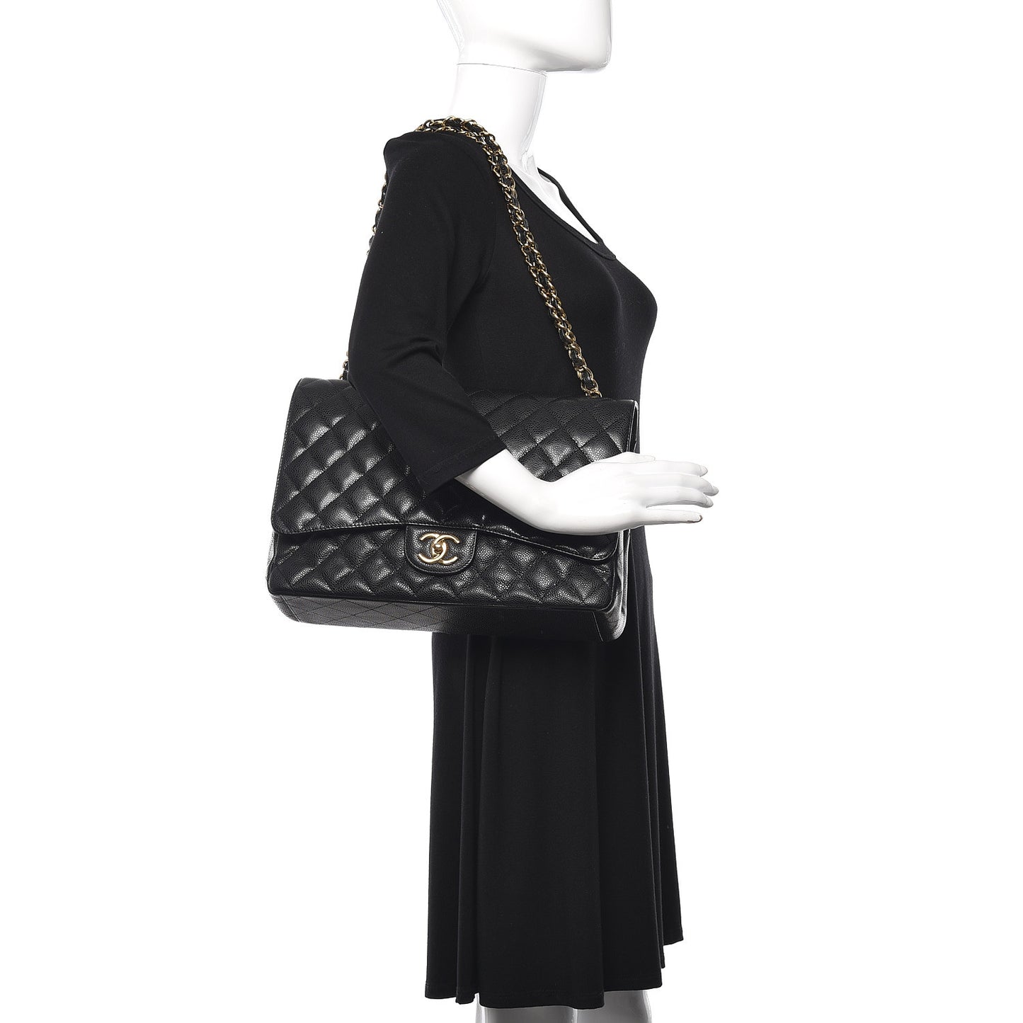 Caviar Quilted Maxi Double Flap Black