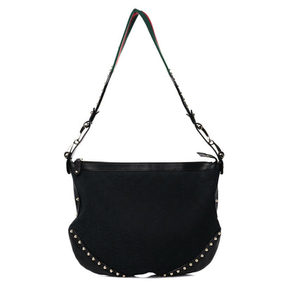 Gucci Monogram Pelham Studded Shoulder Bag Black 1 of 12