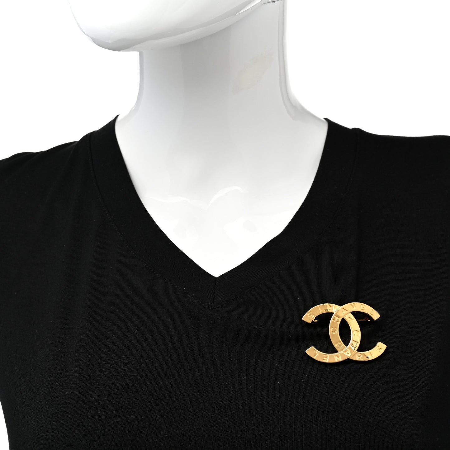 Metal Paris Button CC Large Brooch Gold