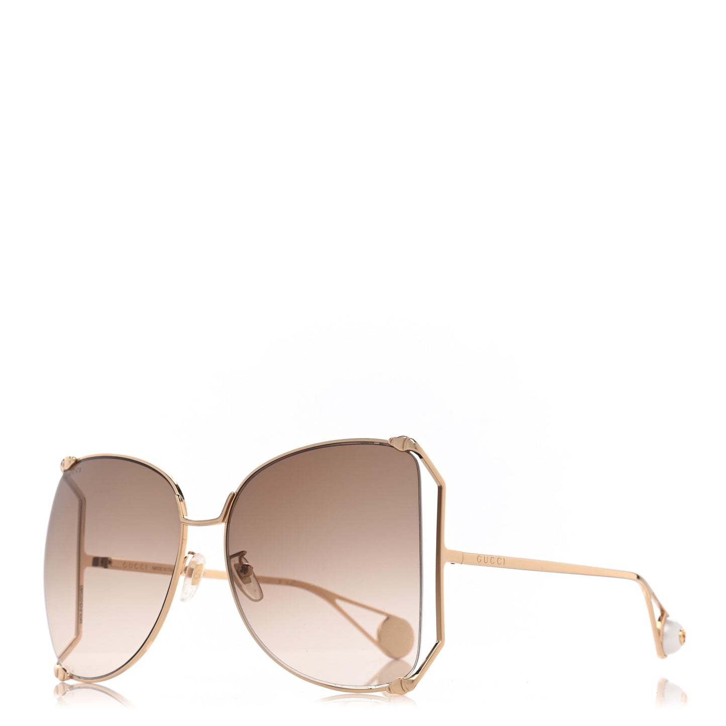 Oversized Round Sunglasses GG0252S Gold Brown