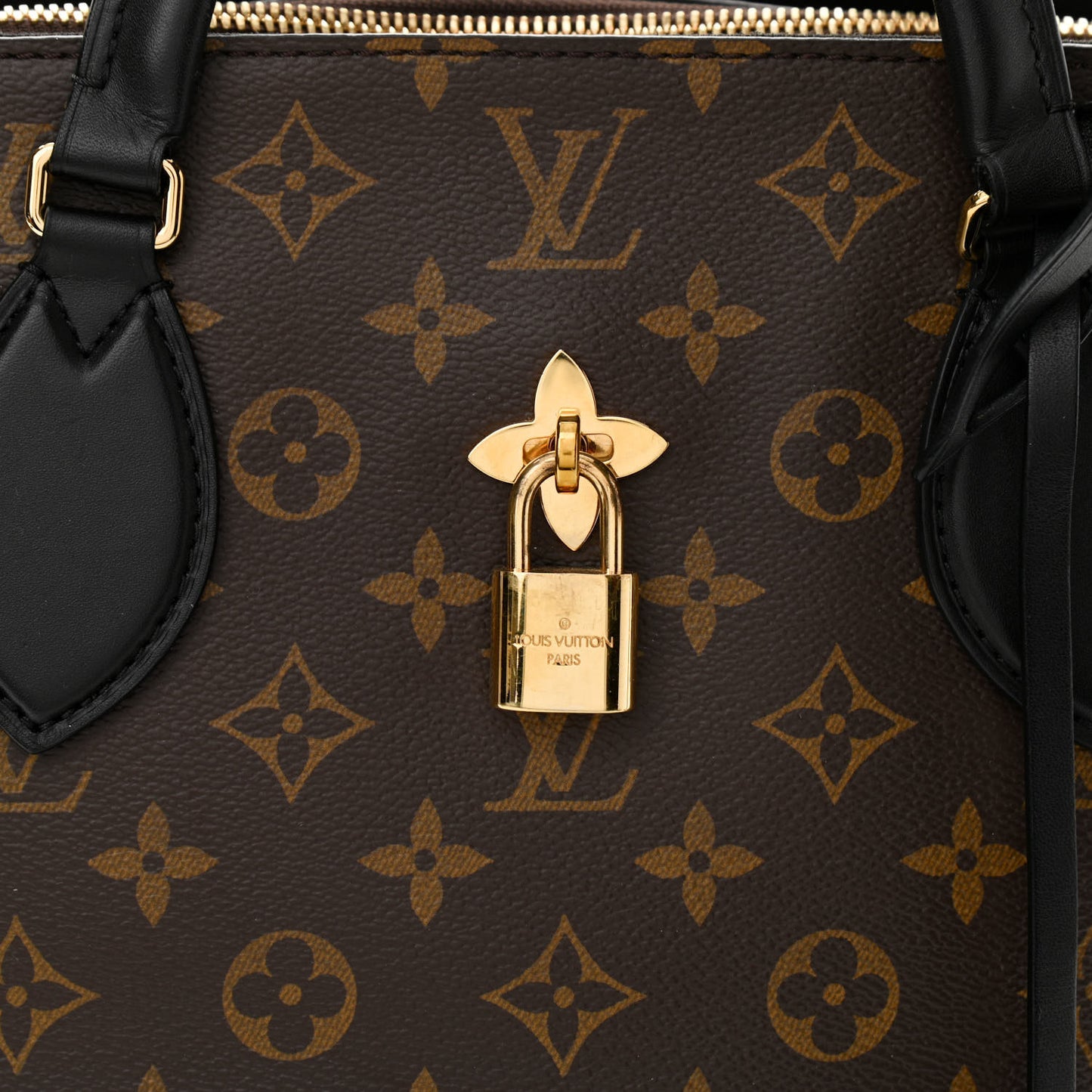 Monogram Flower Zipped Tote MM Black