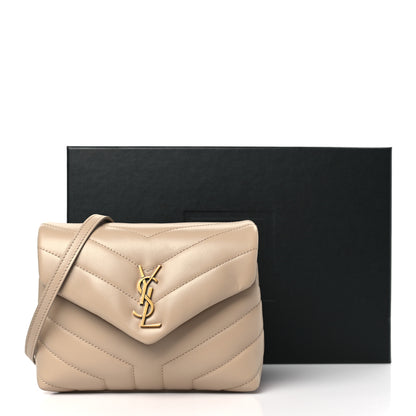 Saint Laurent Calfskin Y Quilted Monogram Toy Loulou Crossbody Bag Dark Beige 10 of 10