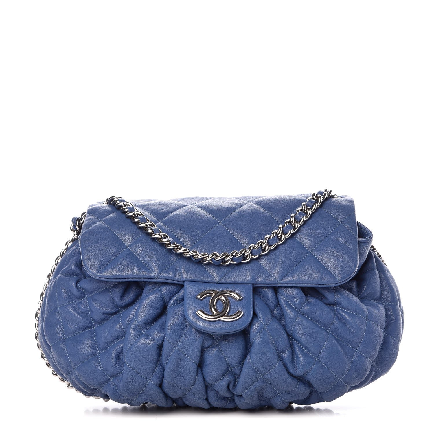 Chanel Washed Lambskin Quilted Medium Chain Around Messenger Blue 1 of 7