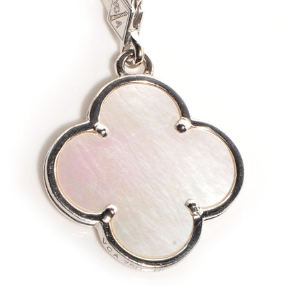 Van Cleef & Arpels 18K White Gold Mother of Pearl Byzantine Alhambra Charm Bracelet 3 of 8