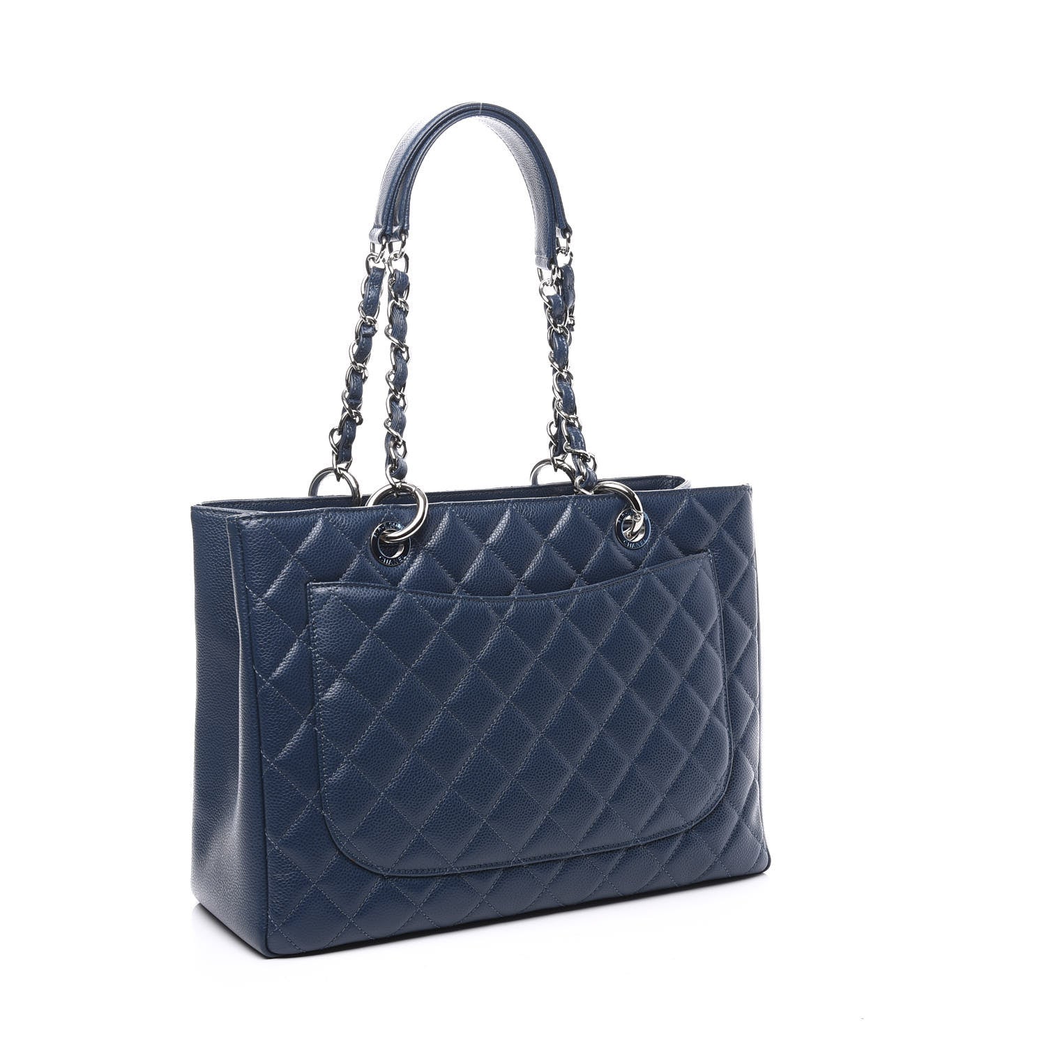 Chanel Caviar Quilted Grand Shopping Tote GST Navy Blue 2 of 10