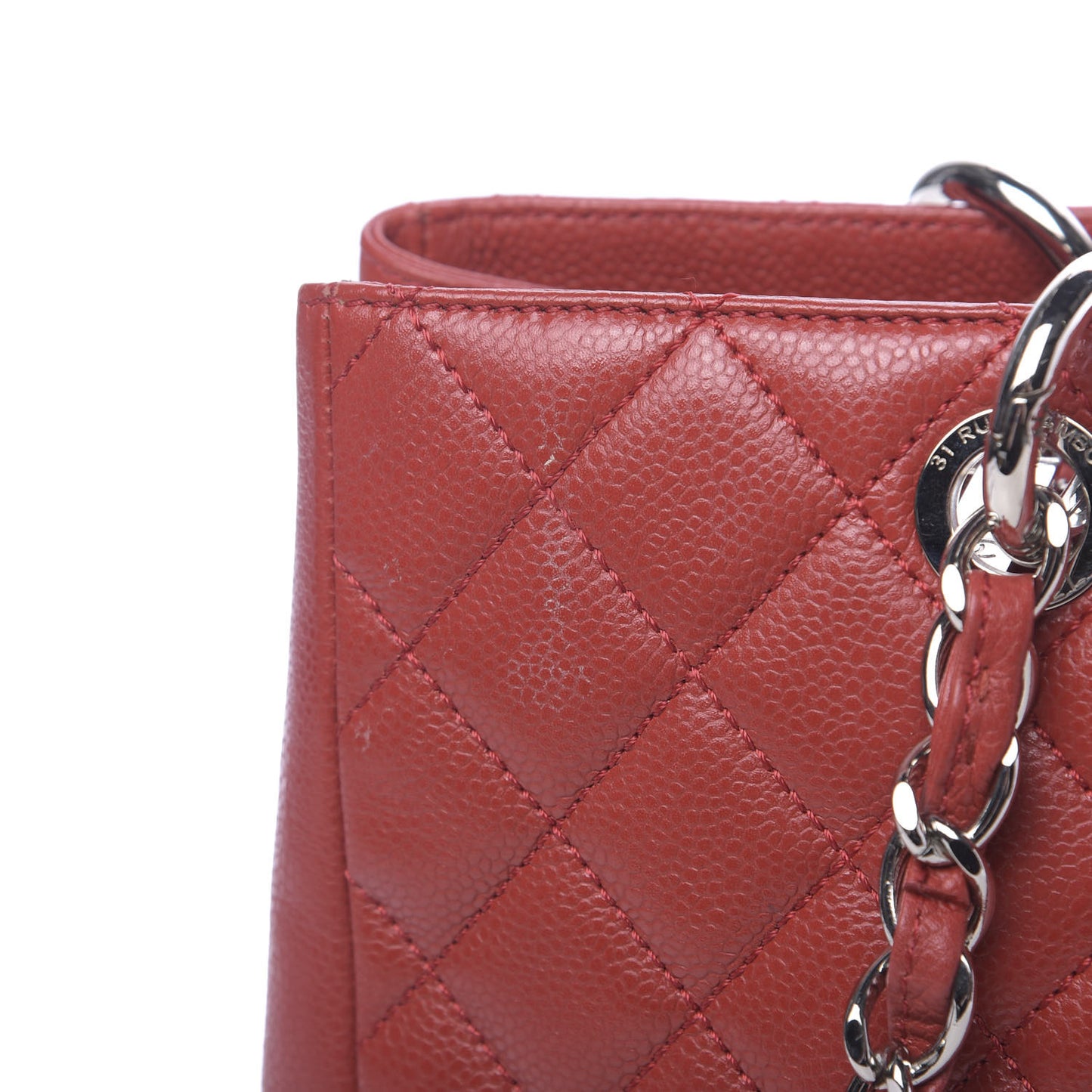 Caviar Quilted Grand Shopping Tote GST Red