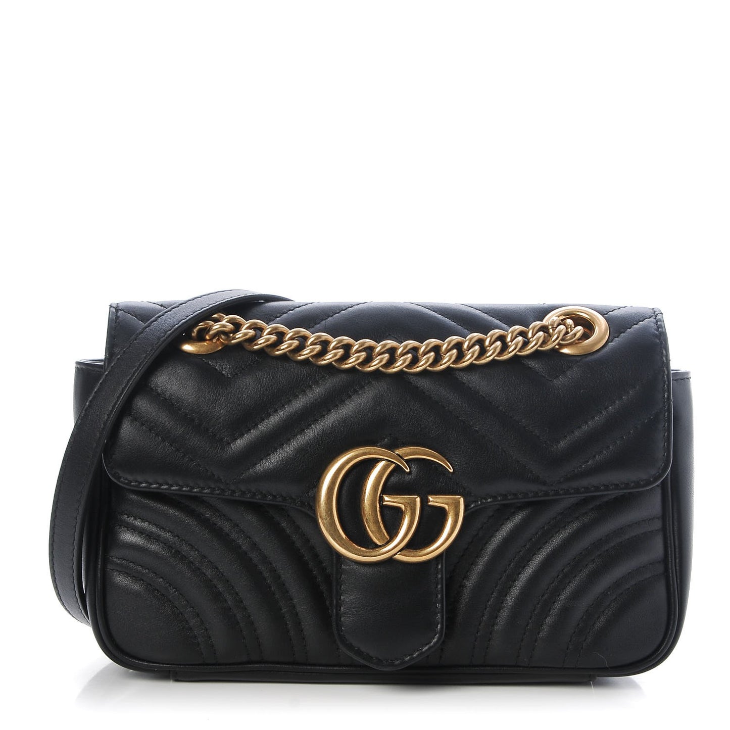 Calfskin Matelasse Mini GG Marmont Shoulder Bag Black