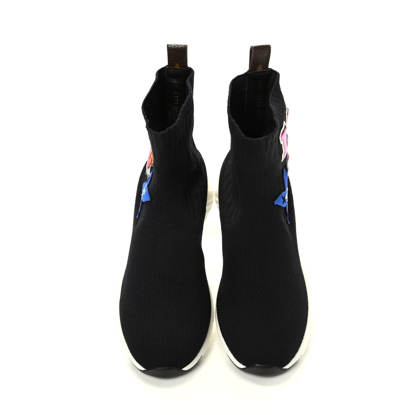 Stretch Fabric LV Black Heart Sock Sneaker 39 Black