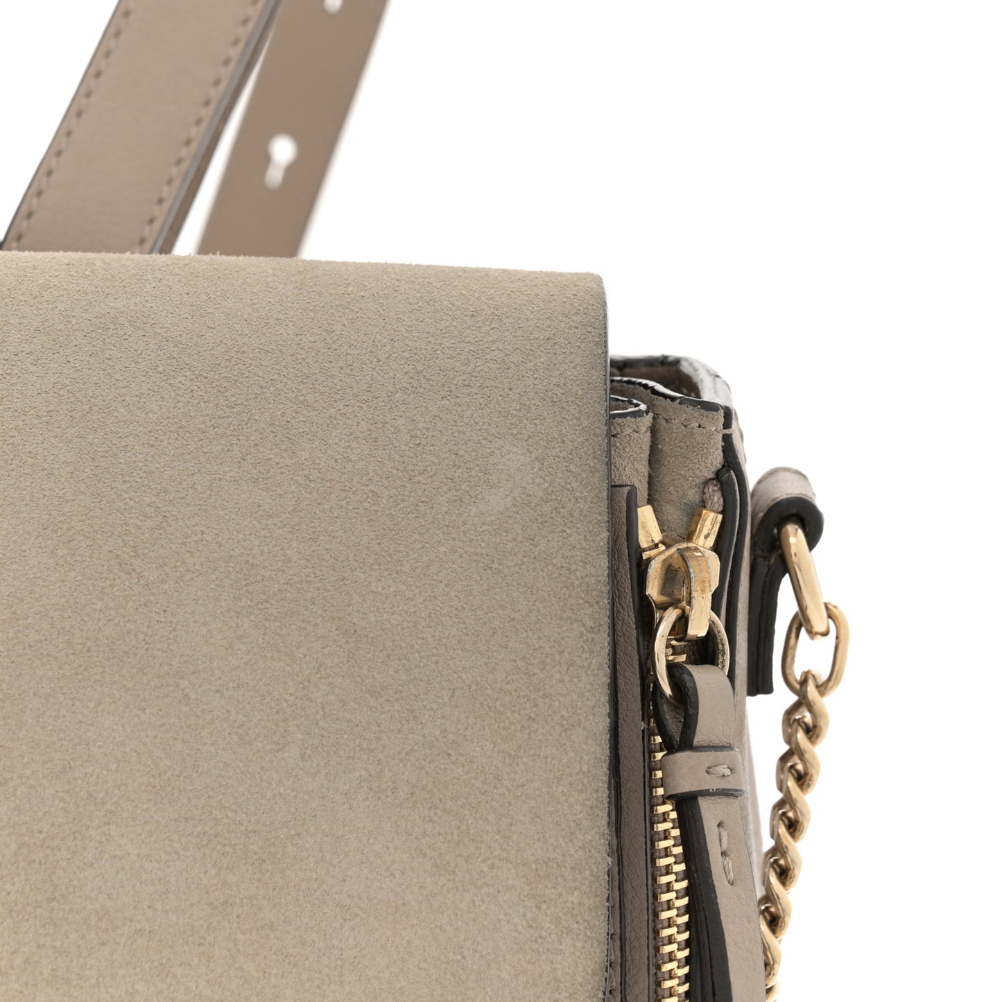 Suede Calfskin Small Faye Backpack Motty Grey