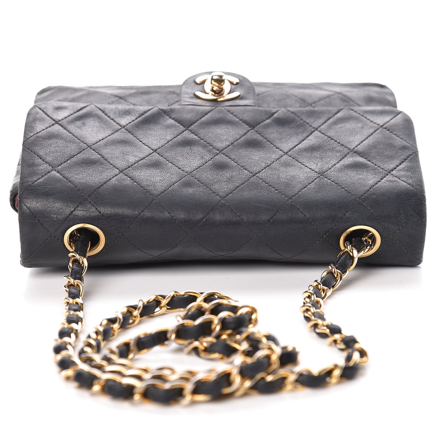 Lambskin Quilted Mini Square Flap Black