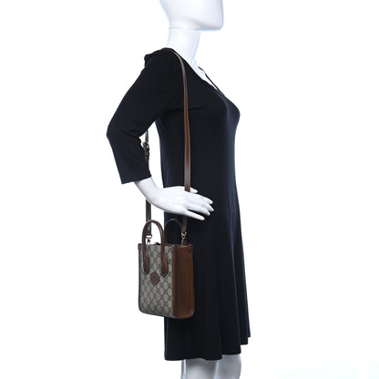 Gucci GG Supreme Monogram Azalea Calfskin Mini Retro Interlocking G Tote Bag Beige Ebony Brown Sugar 2 of 12