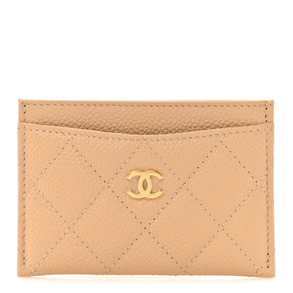 Chanel Caviar Quilted Card Holder Beige 1 of 9