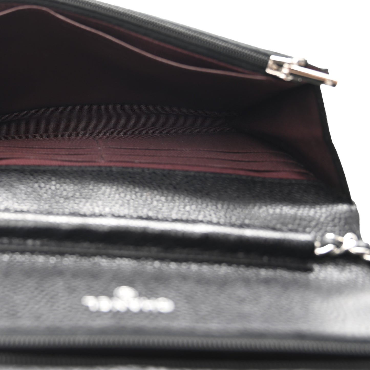 Caviar Quilted Wallet on Chain WOC Black