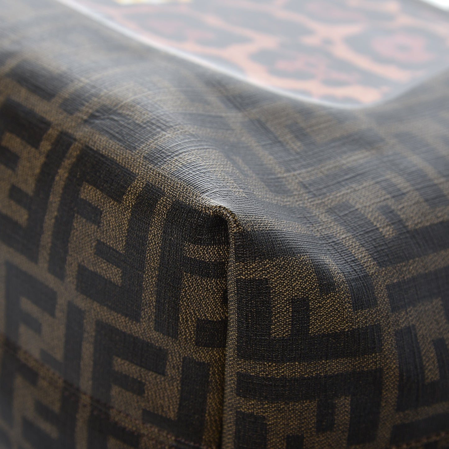 Zucca Spalmati Patent Baguette Print Medium Roll Tote Tobacco