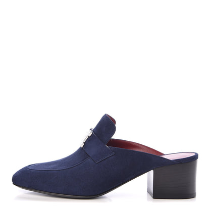 Hermes Suede Goatskin Paradis Mule 36.5 Bleu Diplomatique 1 of 9