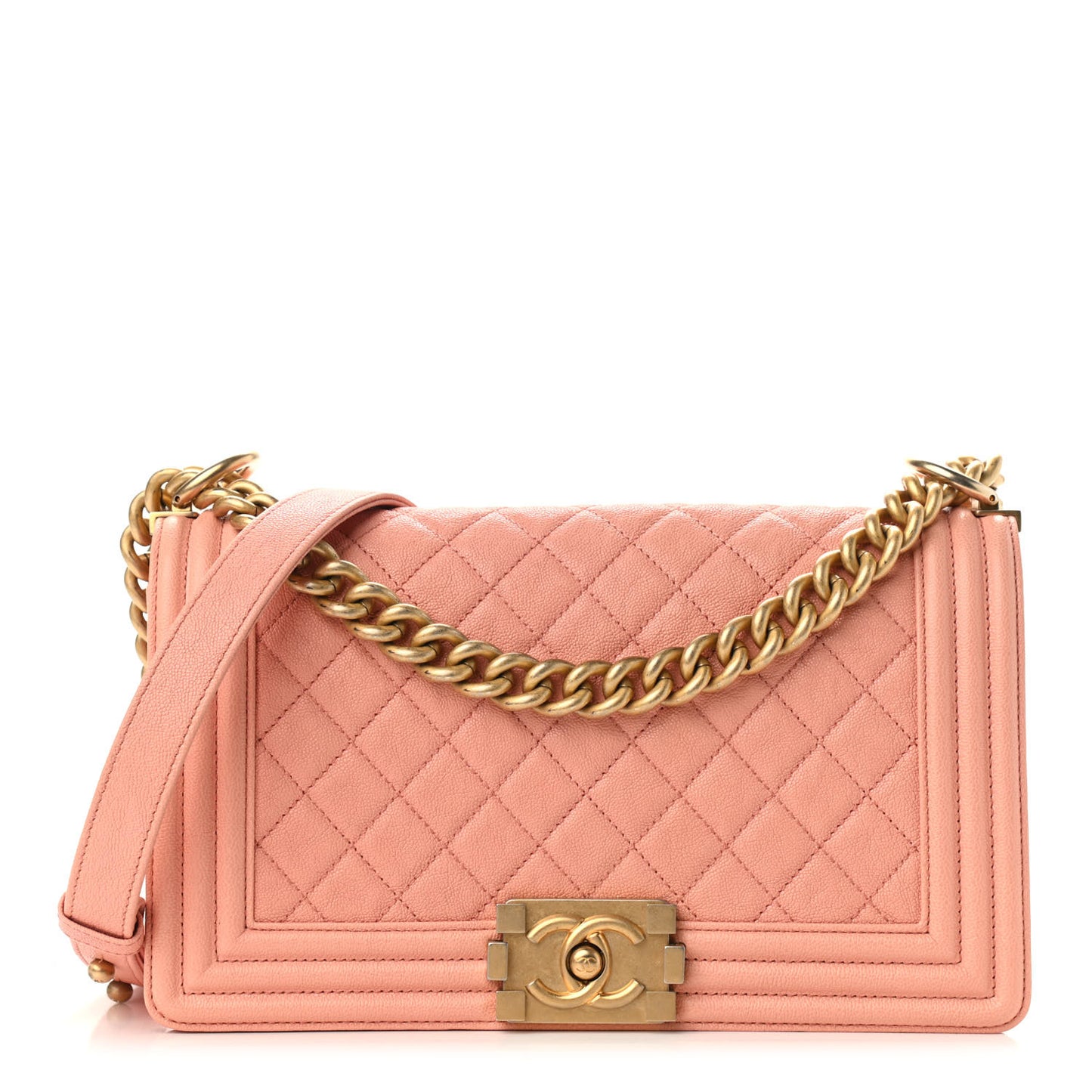 Caviar Quilted Medium Boy Flap Pink