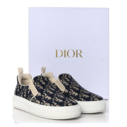 Christian Dior Canvas Oblique Embroidered Womens Solar Slip On Sneakers 38.5 Deep Blue 9 of 9