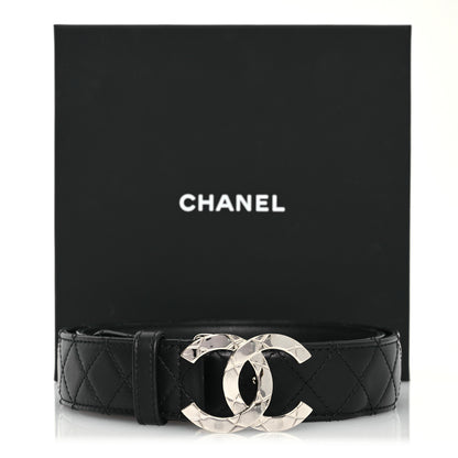Chanel Lambskin Quilted CC Belt 90 36 Black Silvery 10 of 10