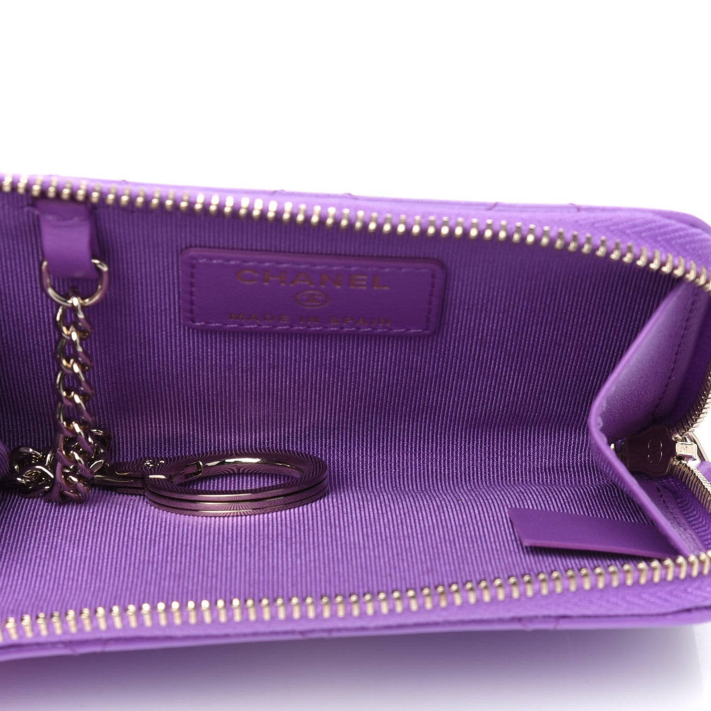 Patent Quilted Key Pouch Purple