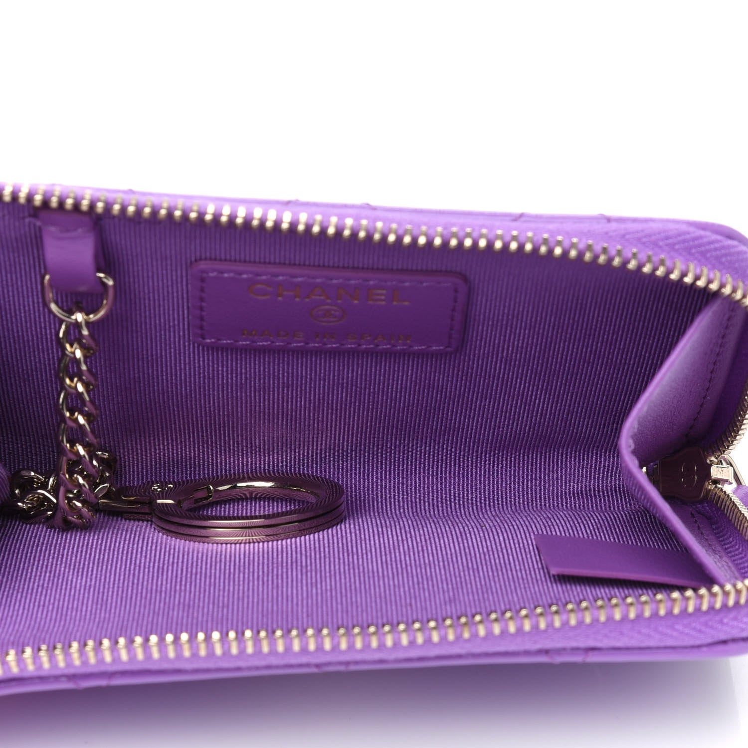 Chanel Patent Quilted Key Pouch Purple 3 of 4