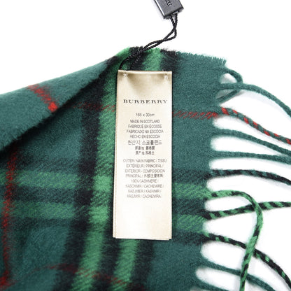 Burberry Cashmere Tonal Vintage Check Fringe Scarf Viridian Green 3 of 4