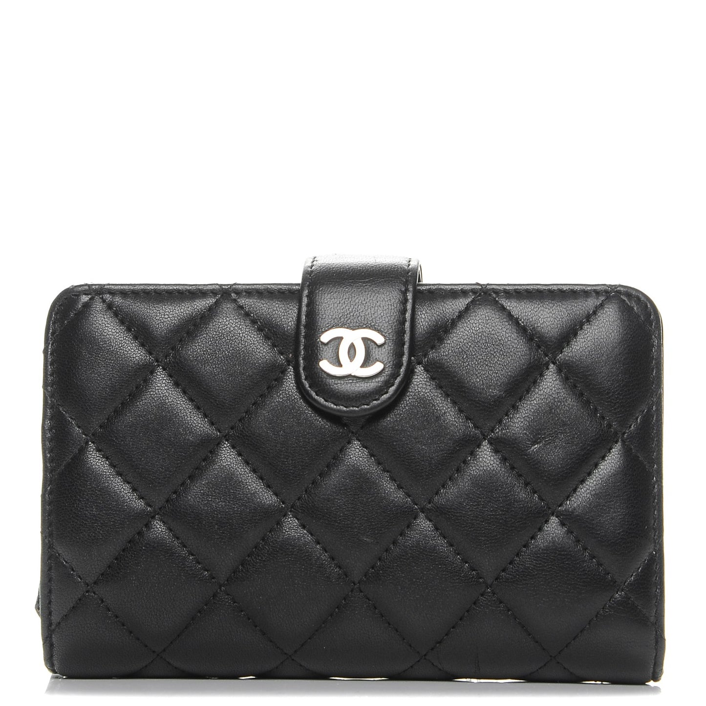 Lambskin Quilted Zipped Pocket Wallet Black