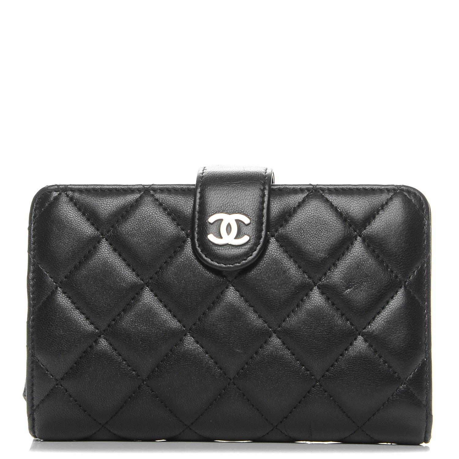 Chanel Lambskin Quilted Zipped Pocket Wallet Black 1 of 8