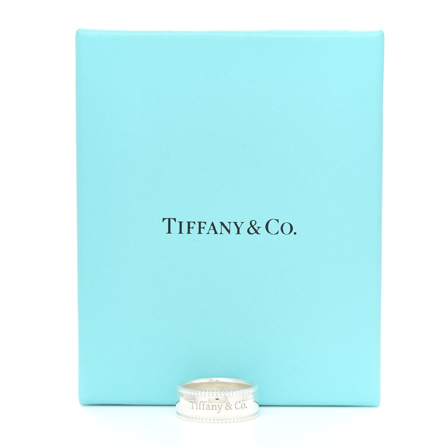 Tiffany Sterling Silver Milgrain Logo Band Ring 54 6.75 5 of 5