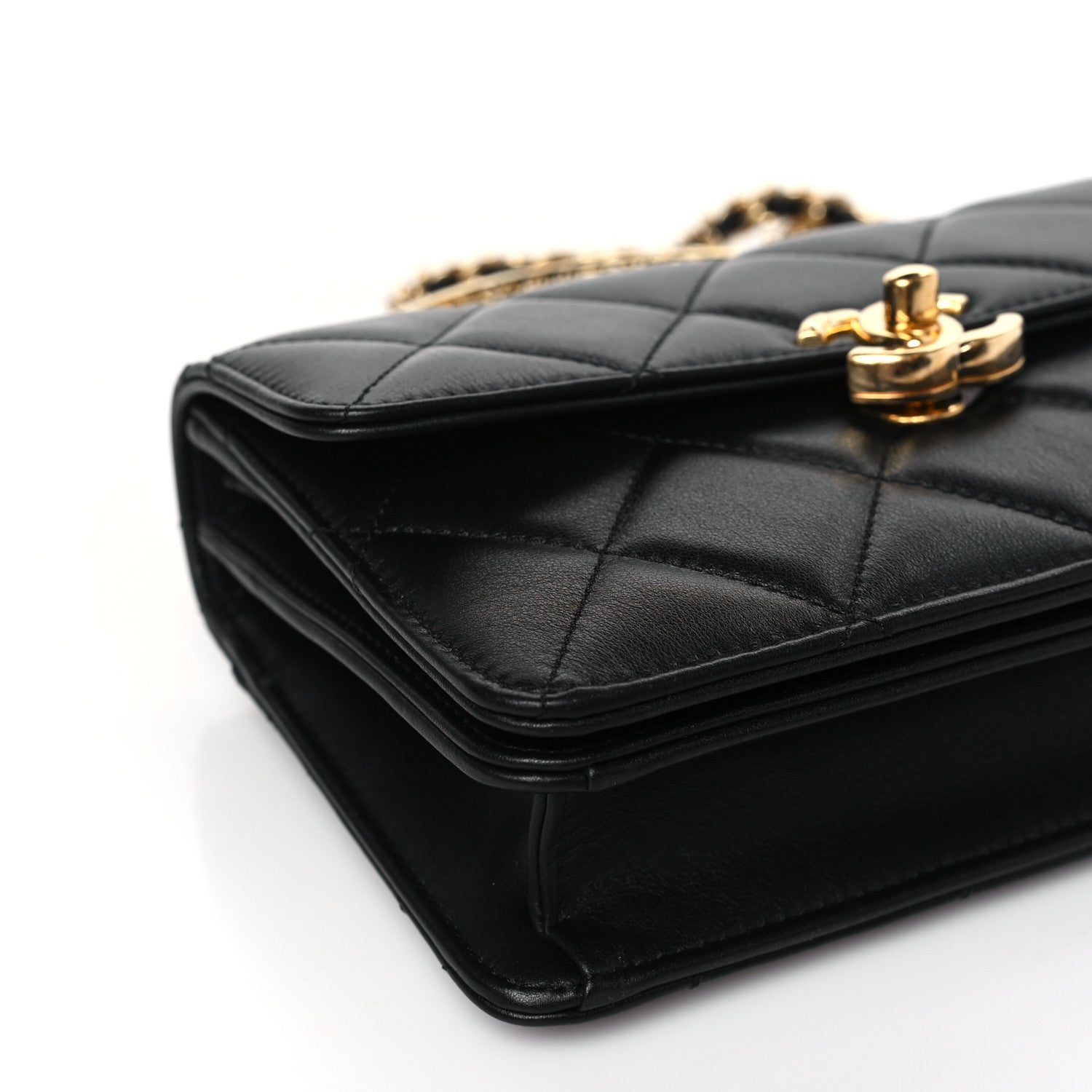 Chanel Shiny Calfskin Quilted Mini Metal Top Handle Flap Black 7 of 8