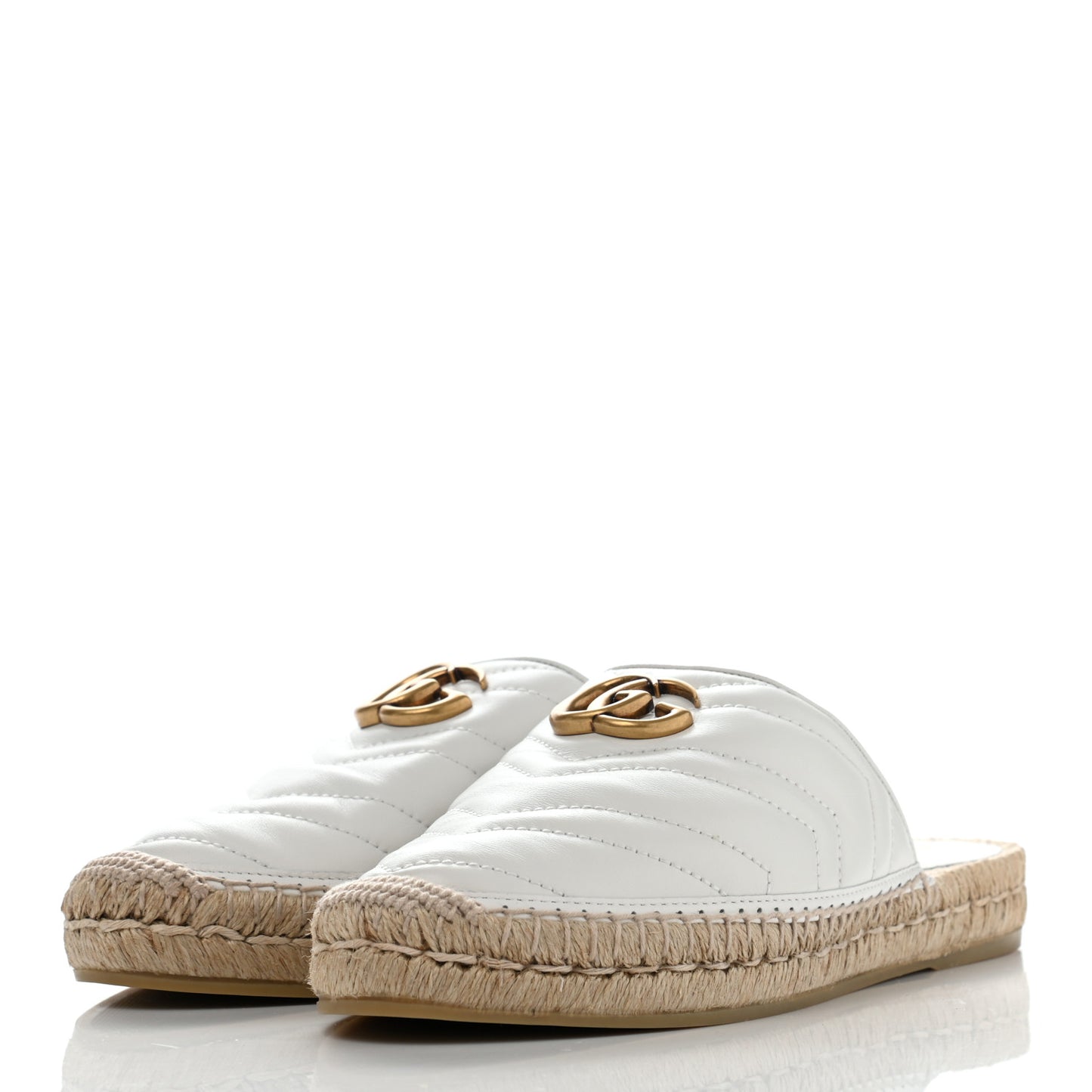 Nappa Matelasse GG Marmont Espadrille Slippers 39 Great White