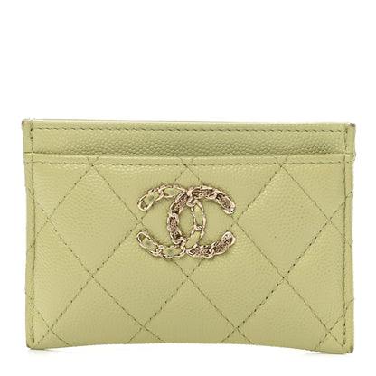 Chanel Caviar Quilted French New Wave Card Holder Light Green 1 of 9