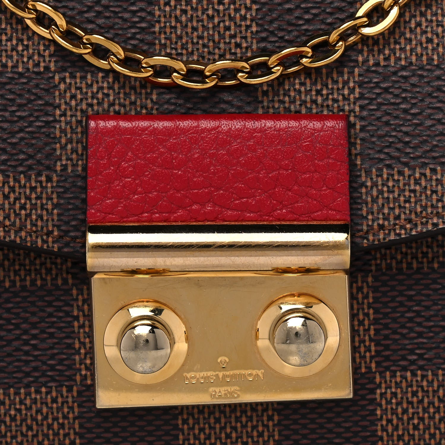 Louis Vuitton Damier Ebene Croisette Chain Wallet Scarlet 8 of 14