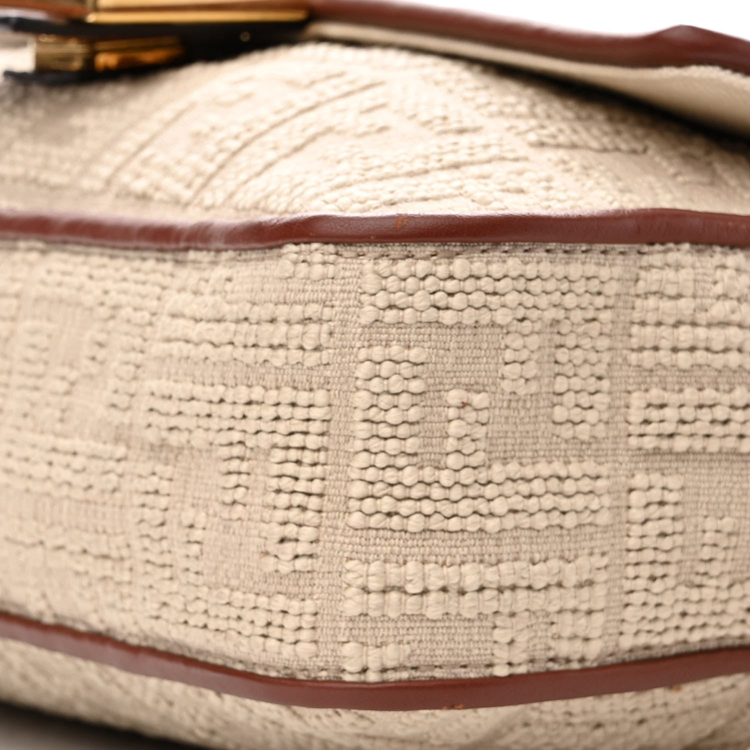 Fendi Sardinian Jacquard Vitello King FF 1974 Embroidered Baguette Corda Praline 10 of 11