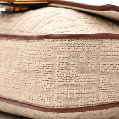 Fendi Sardinian Jacquard Vitello King FF 1974 Embroidered Baguette Corda Praline 10 of 11