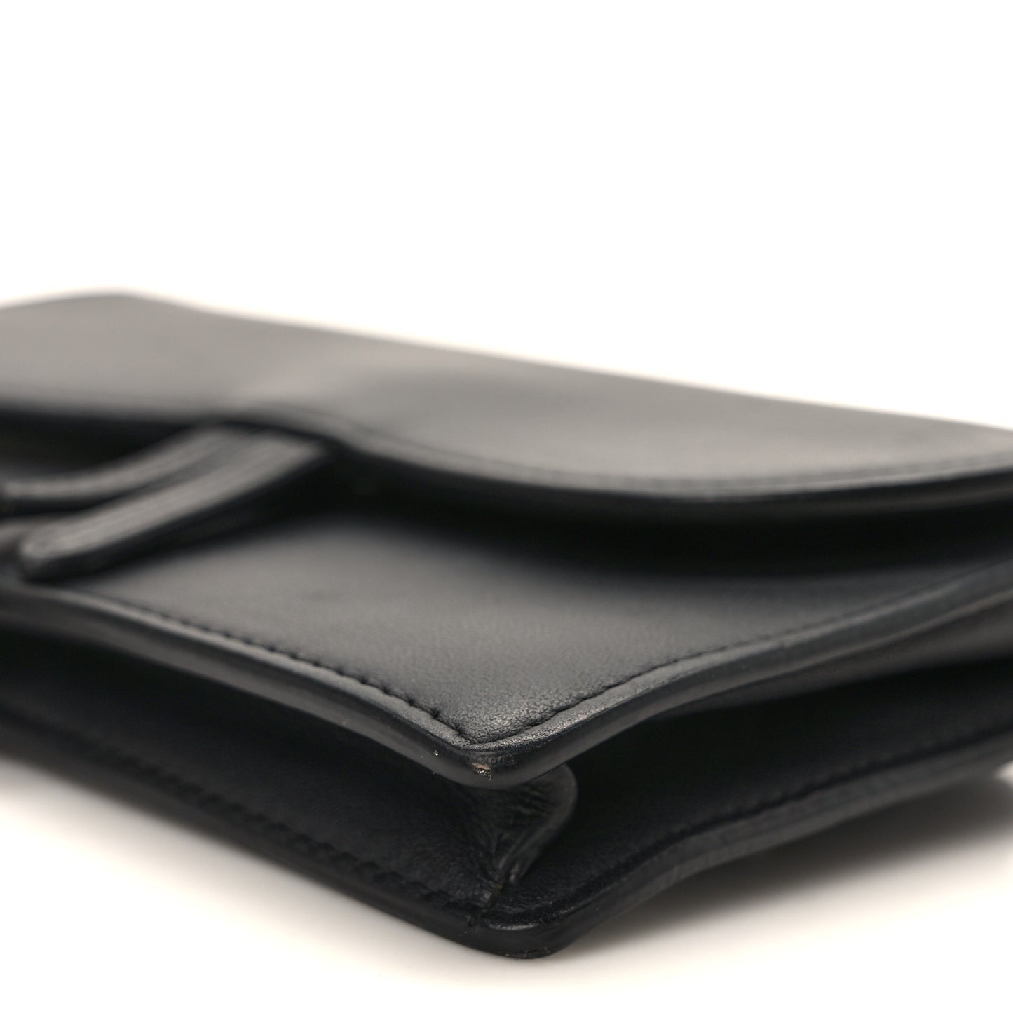 Ultra Matte Calfskin Saddle Belt Clutch Black