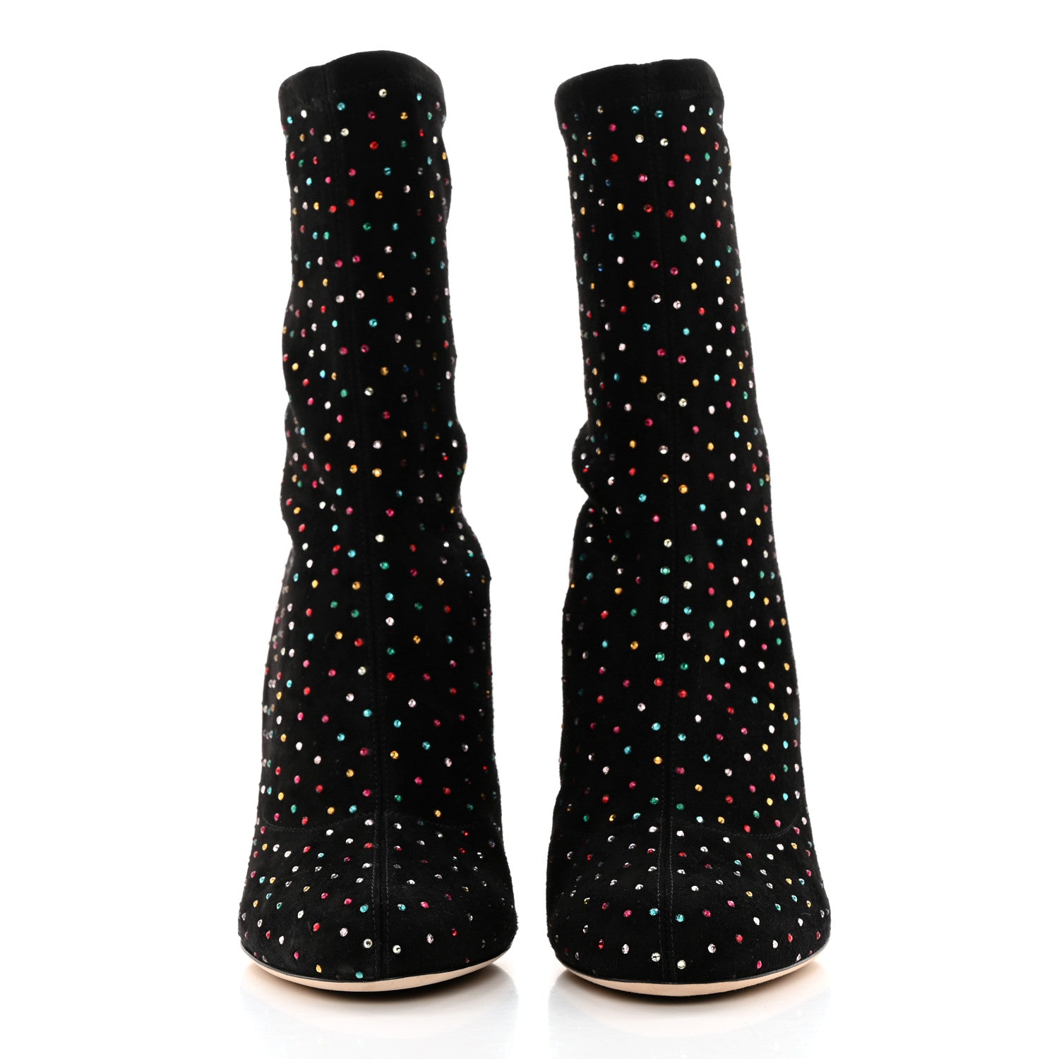 Jimmy Choo Suede Scattered Crystal Embellished Maine 100 Booties 39 Black Multicolor 2 of 8