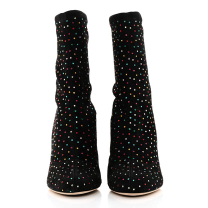 Jimmy Choo Suede Scattered Crystal Embellished Maine 100 Booties 39 Black Multicolor 2 of 8