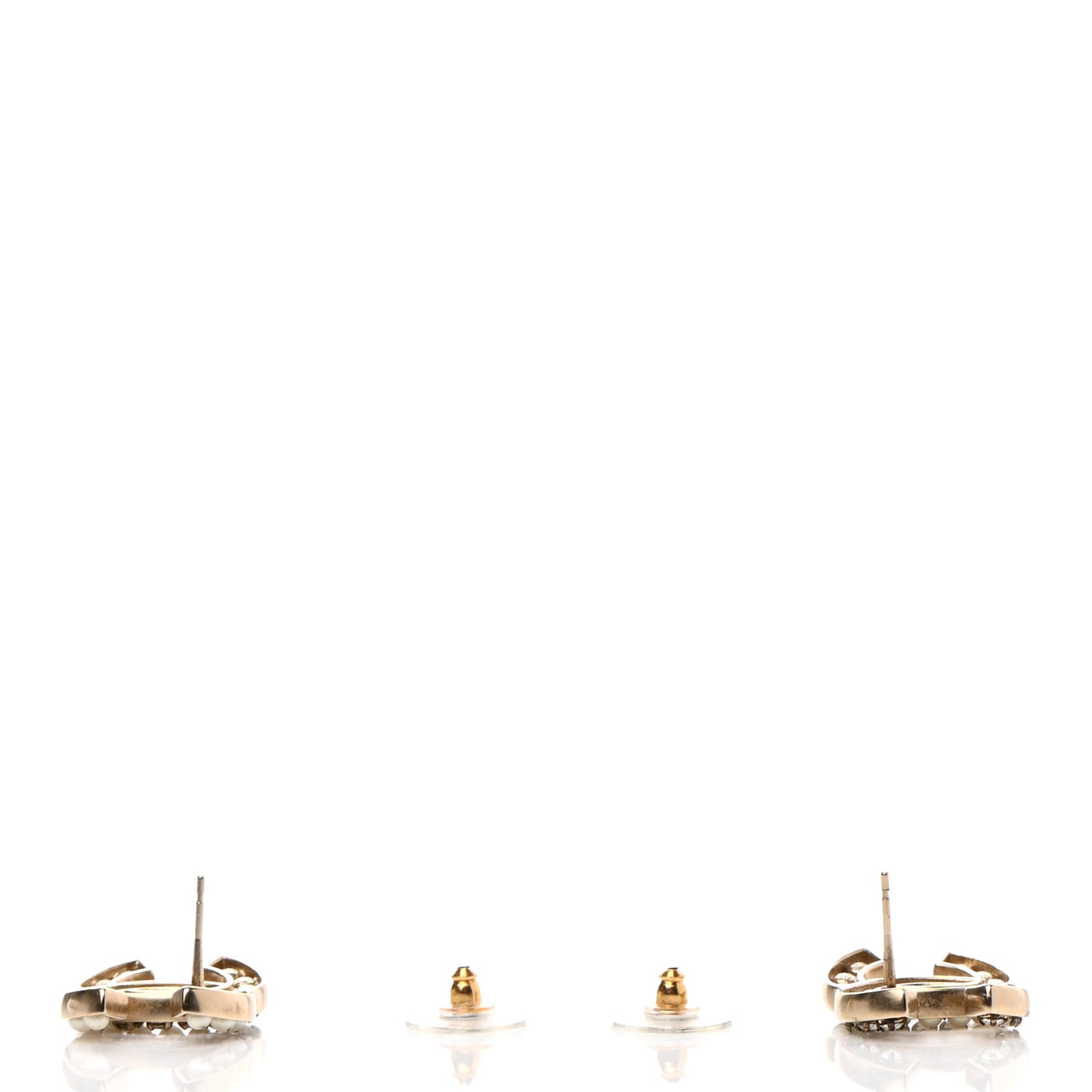 Crystal Pearl CC Earrings Gold