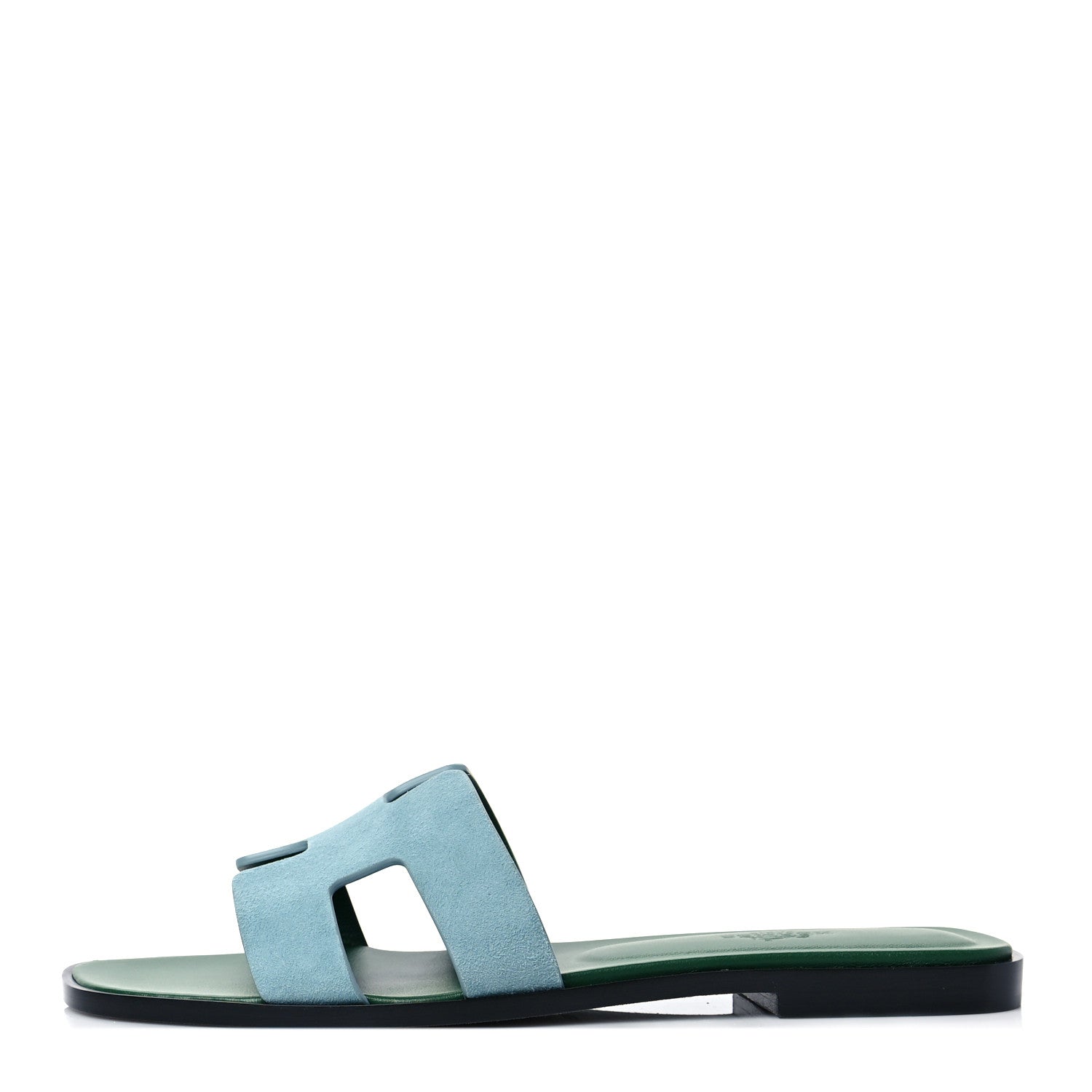 Hermes Suede Goatskin Oran Sandals 38.5 Vert D'Eau 1 of 8