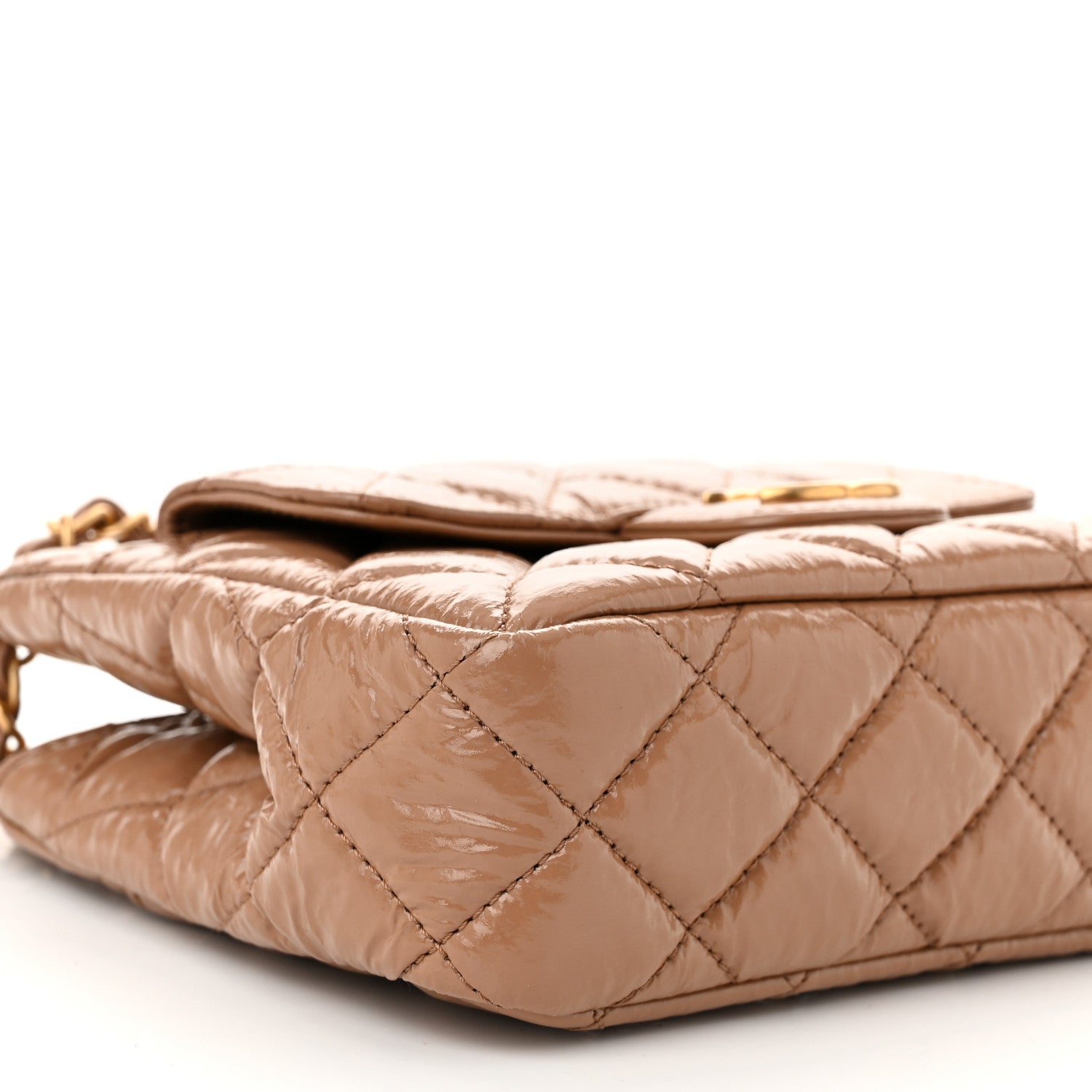 Chanel Shiny Crumpled Calfskin Quilted Small Wavy CC Hobo Dark Beige 9 of 11