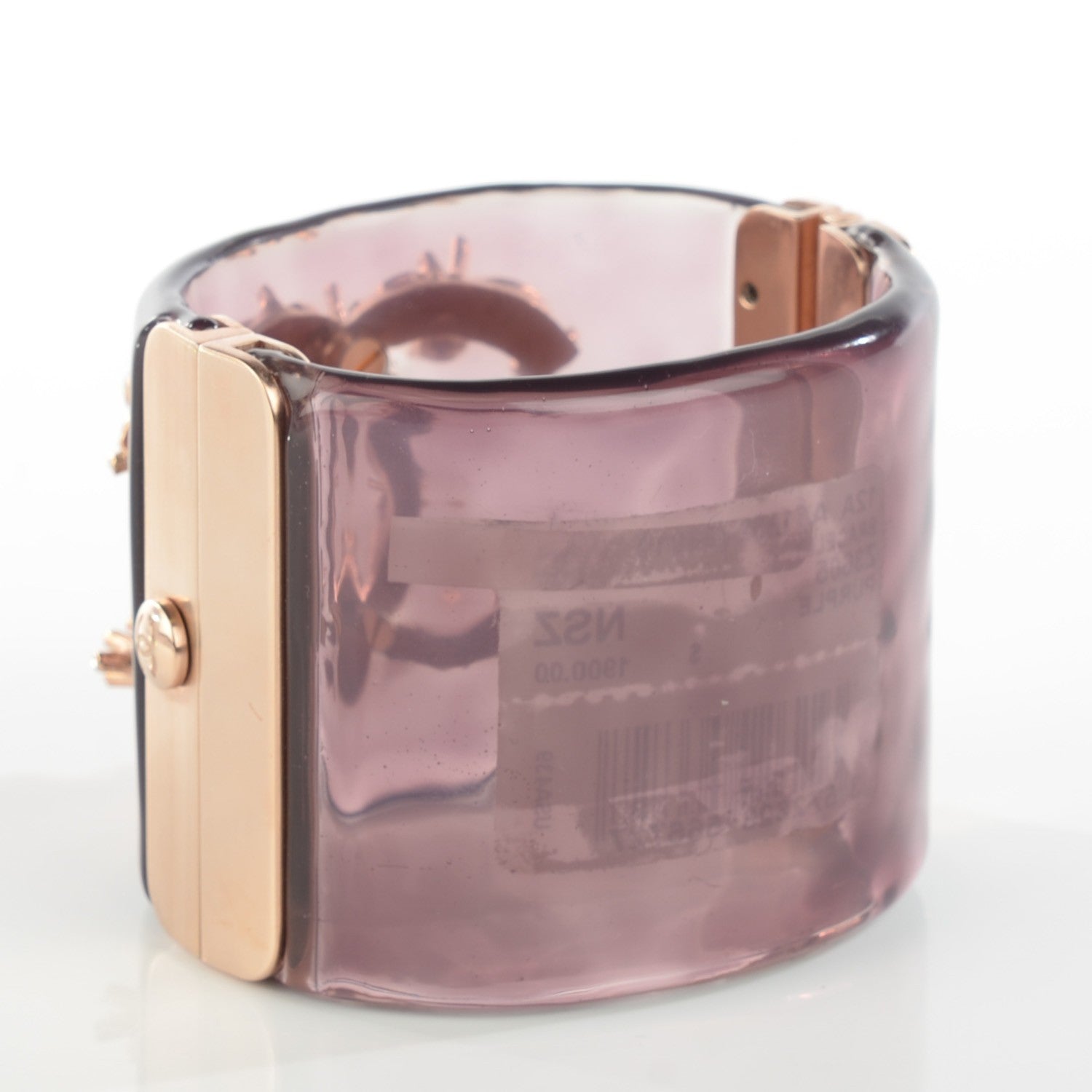 Chanel Lucite Crystal Pearl Gripoix CC Cuff Purple 3 of 5