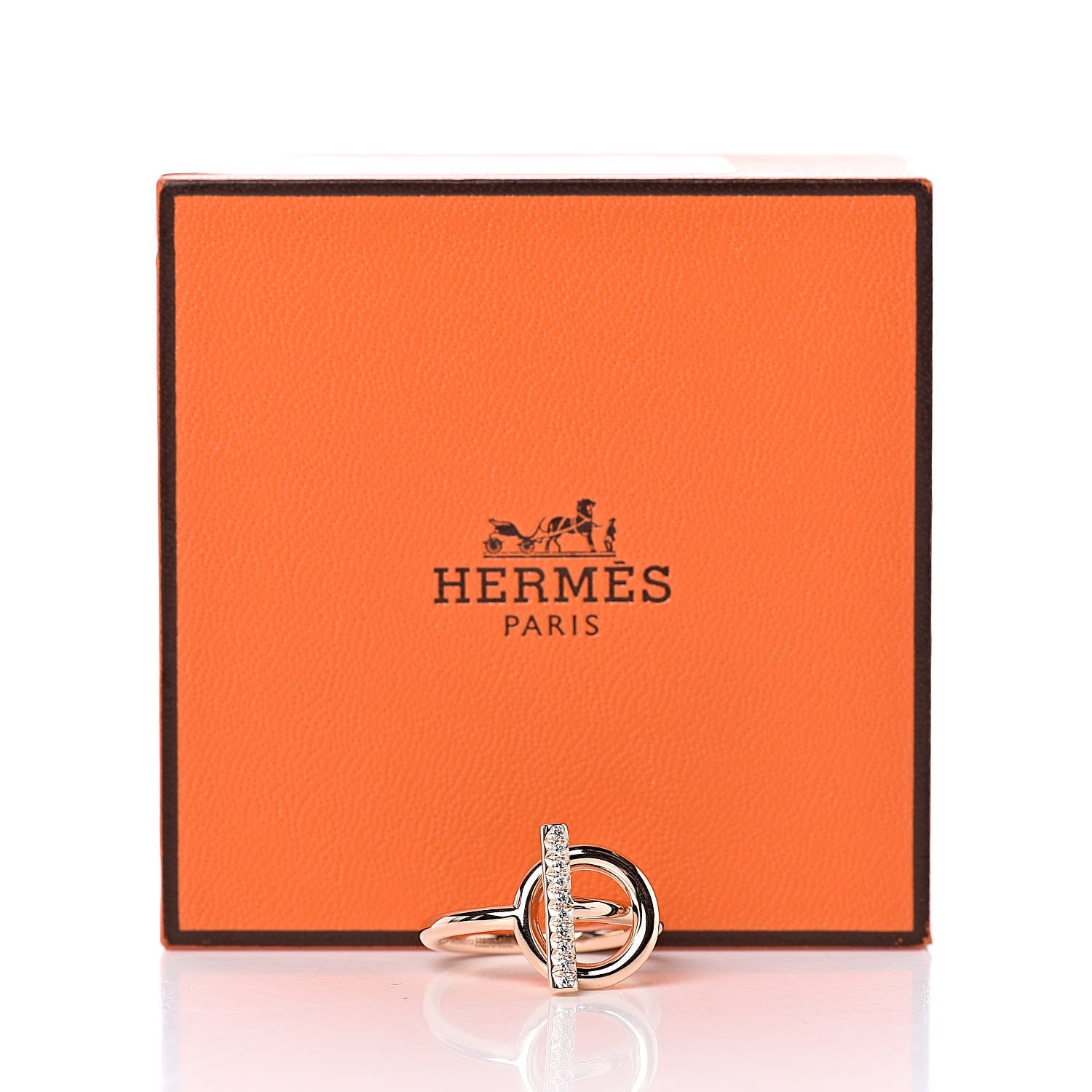 Hermes 18K Rose Gold Diamond PM Echappee Ring 52 6 7 of 7