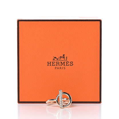 Hermes 18K Rose Gold Diamond PM Echappee Ring 52 6 7 of 7