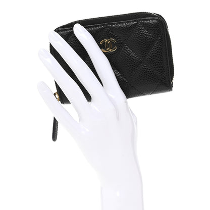 Chanel Caviar Quilted Zip Coin Purse Black 2 of 9